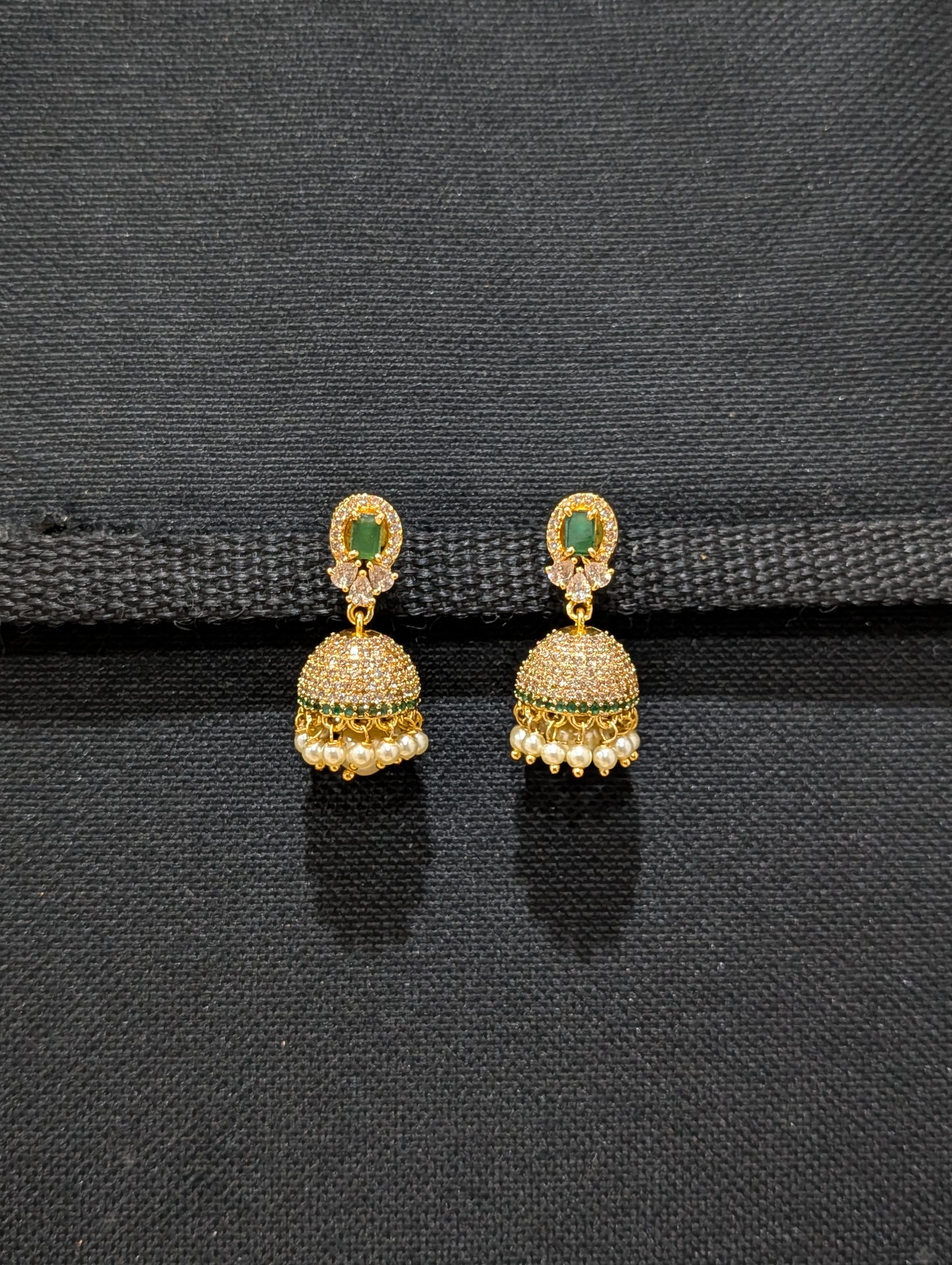 One gram gold plated CZ Medium Jhumka Earrings - D1