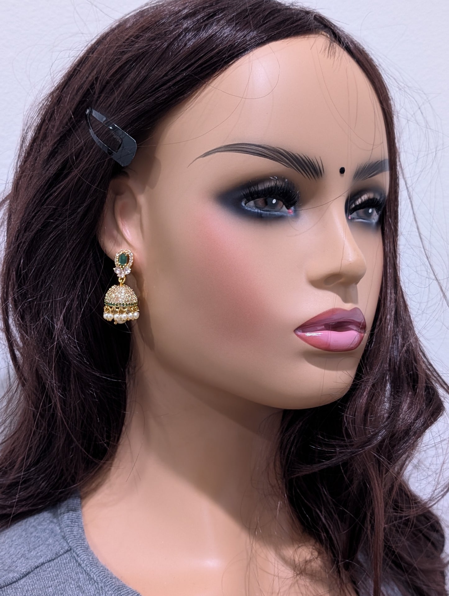 One gram gold plated CZ Medium Jhumka Earrings - D1