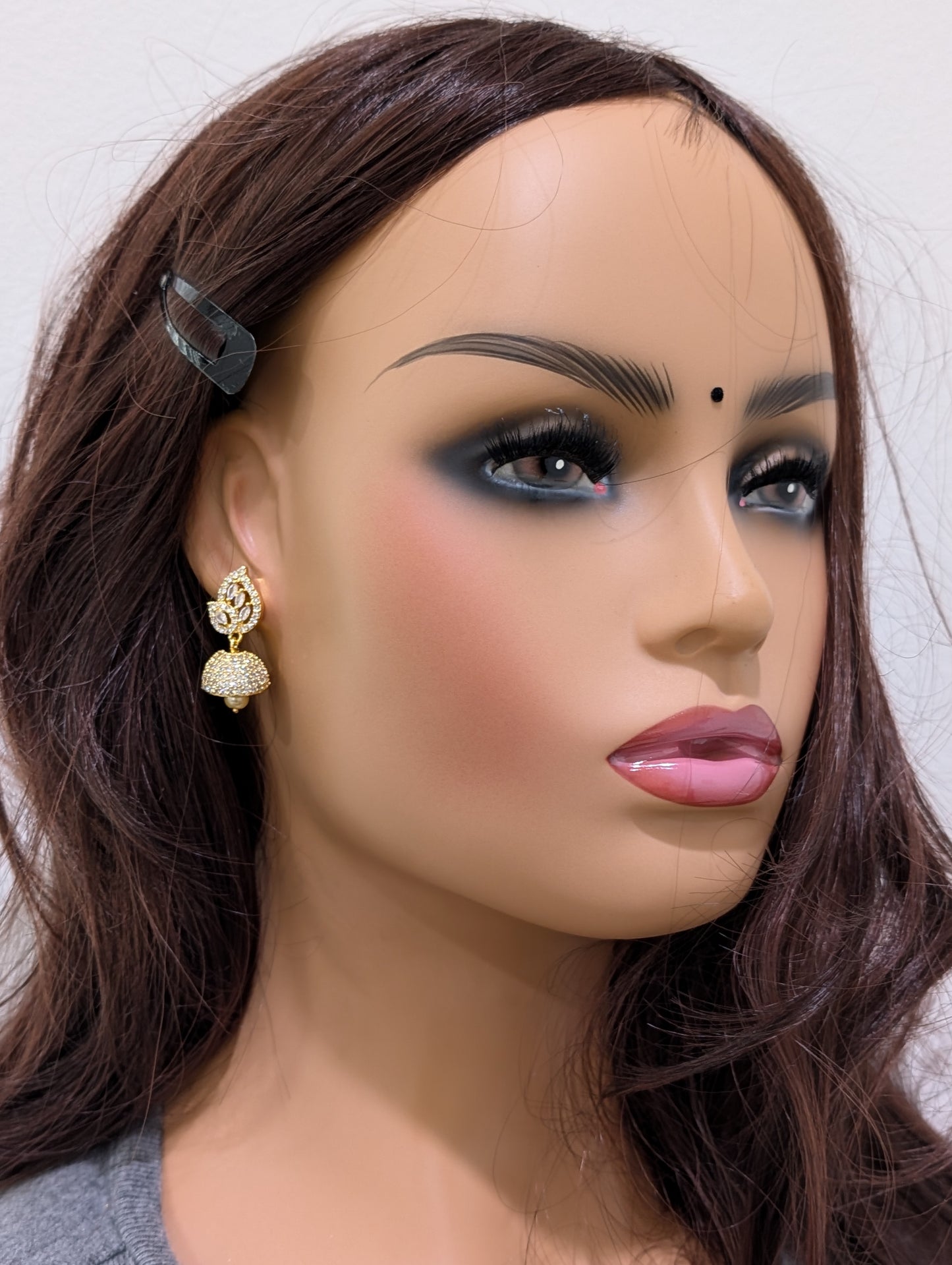 Small CZ Jhumka Earrings - D9