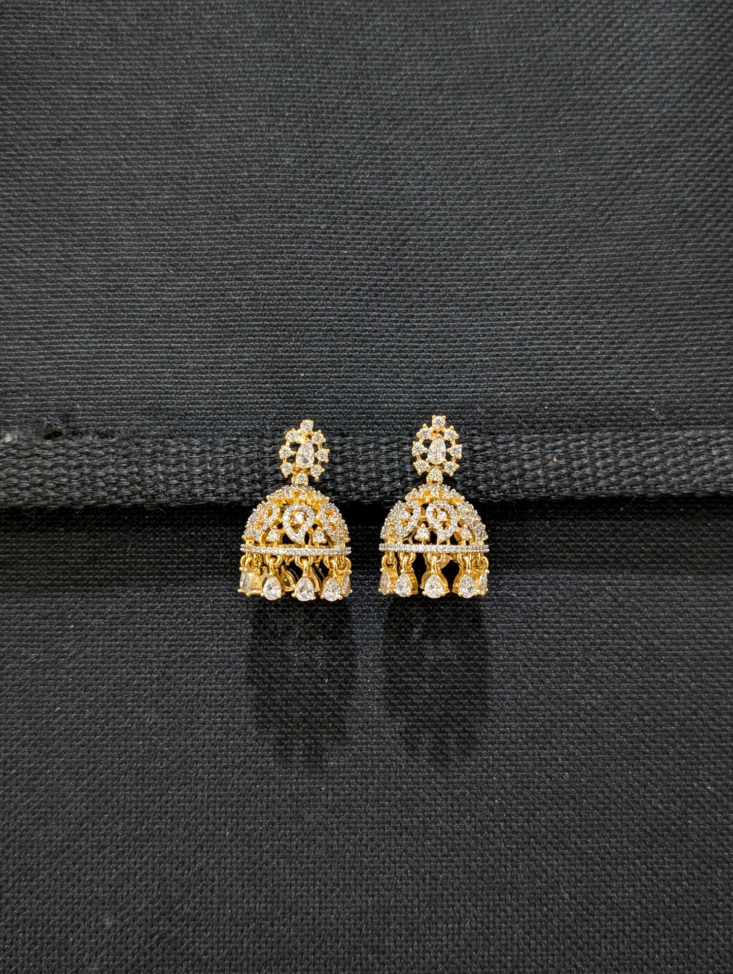 Teardrop Stud Shiny CZ Jhumka Earrings