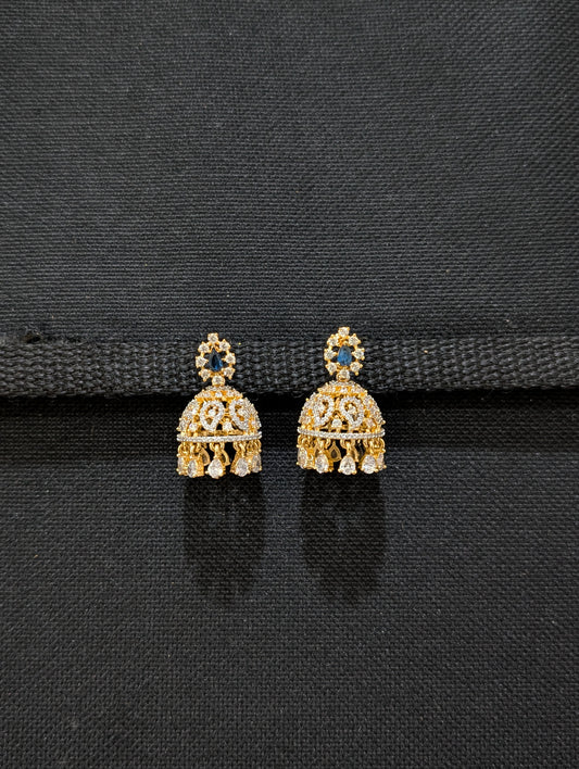 Teardrop Stud Shiny CZ Jhumka Earrings