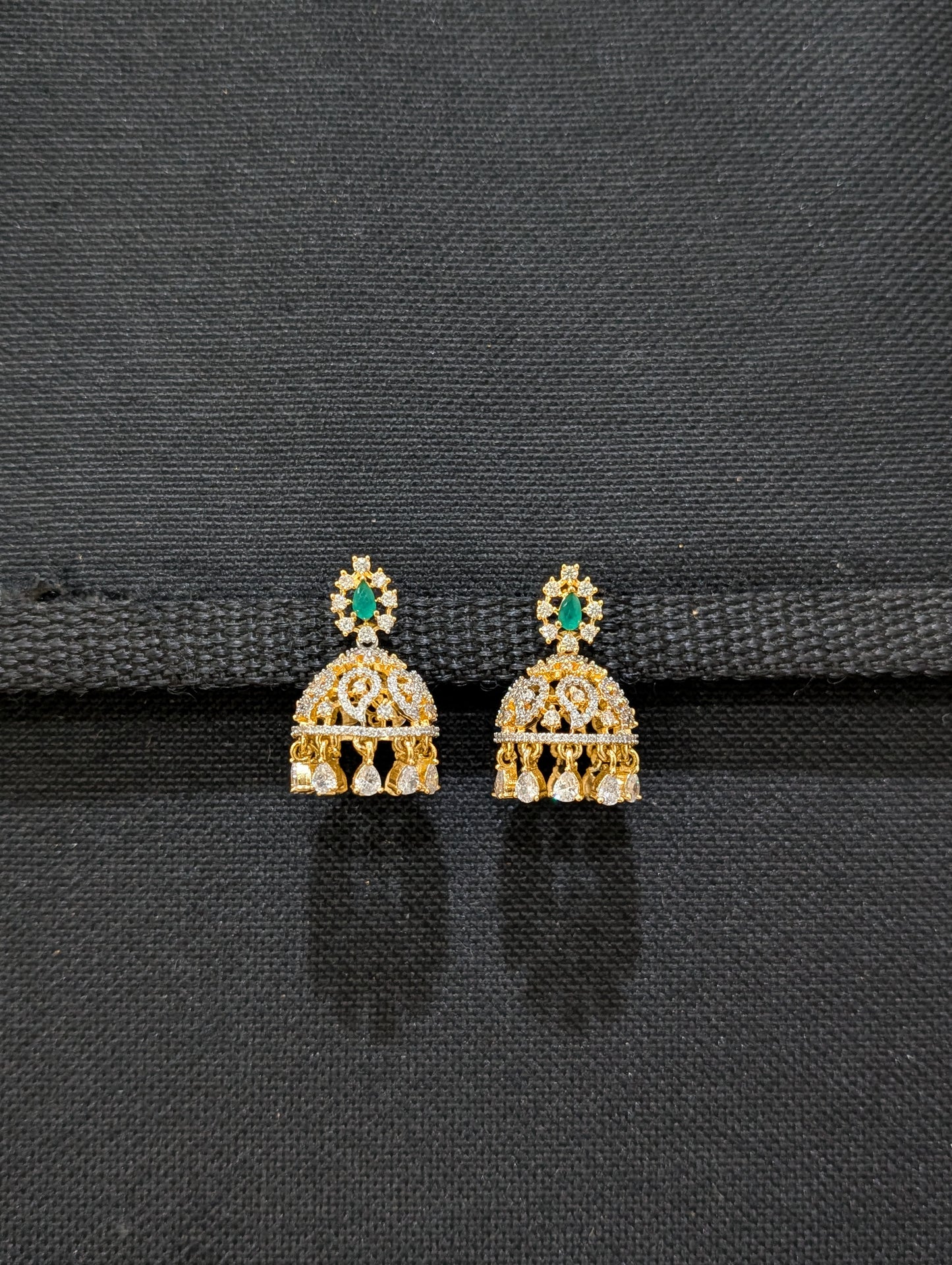 Teardrop Stud Shiny CZ Jhumka Earrings