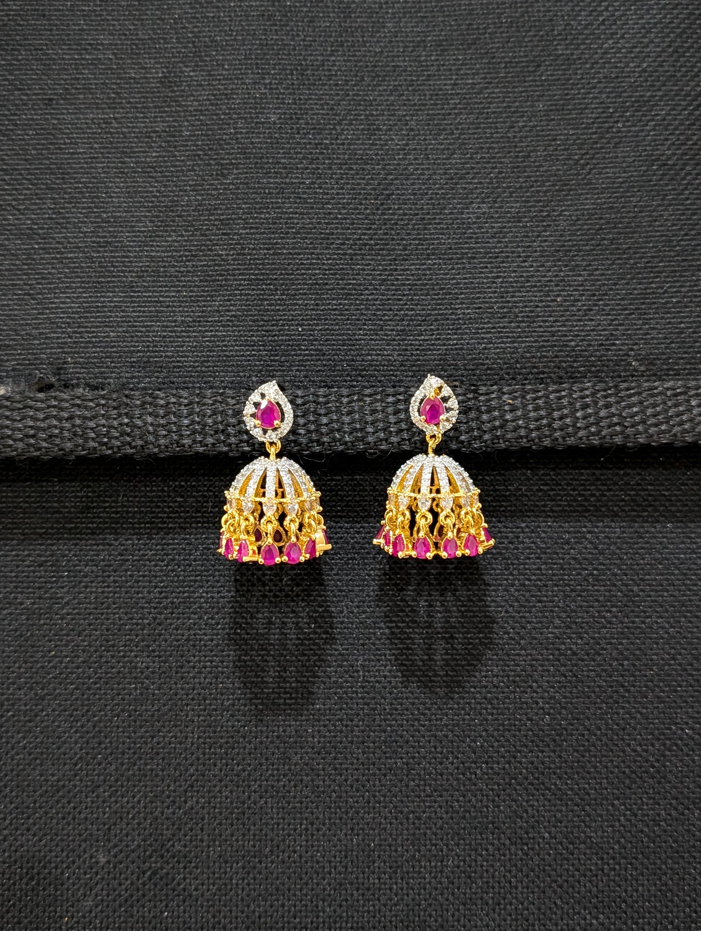 Mango Stud Shiny CZ Jhumka Earrings