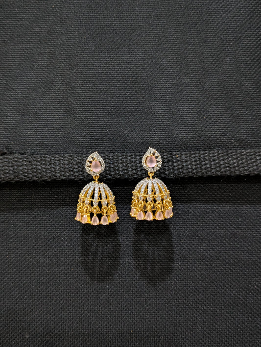 Mango Stud Shiny CZ Jhumka Earrings