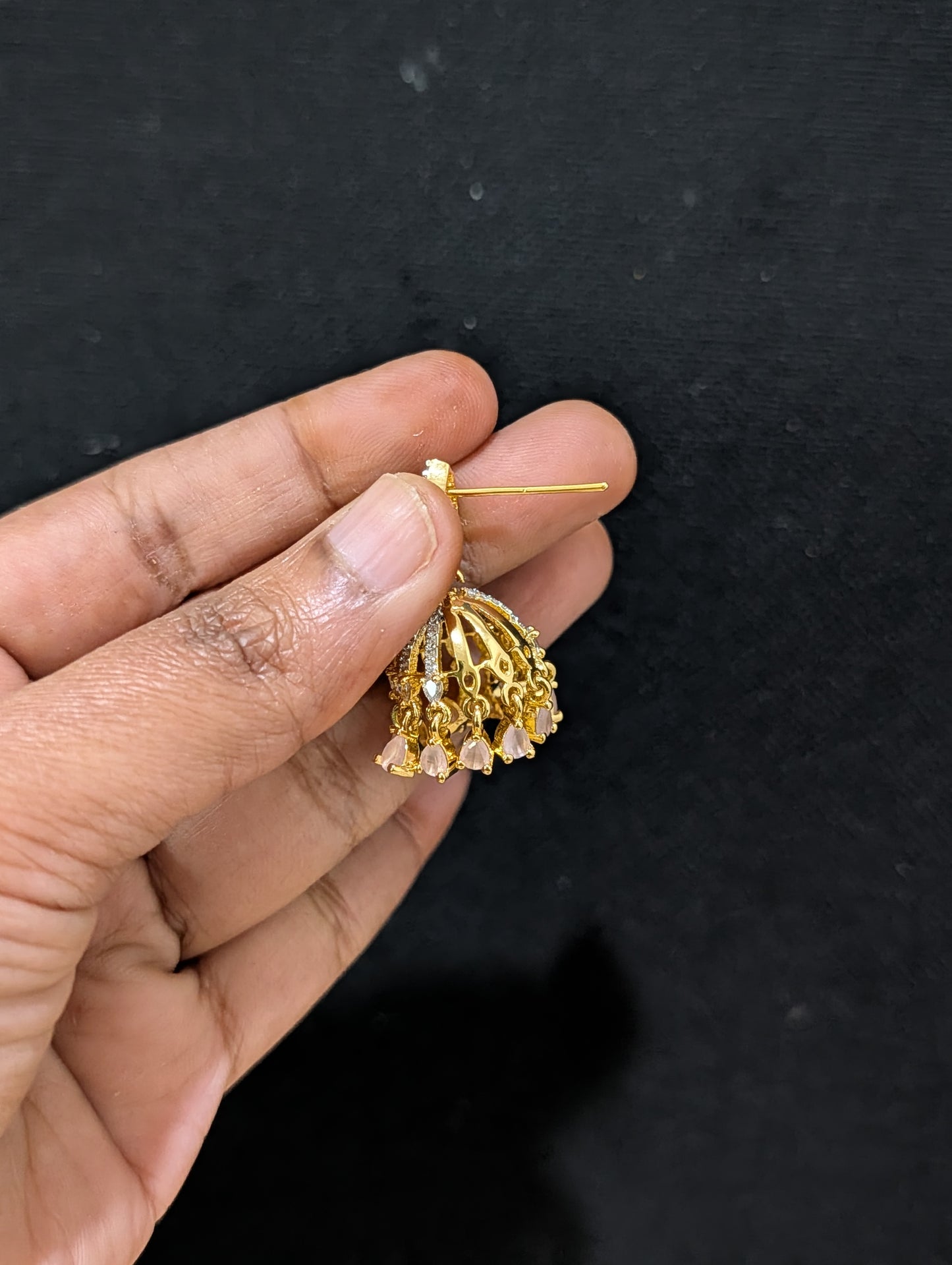 Mango Stud Shiny CZ Jhumka Earrings