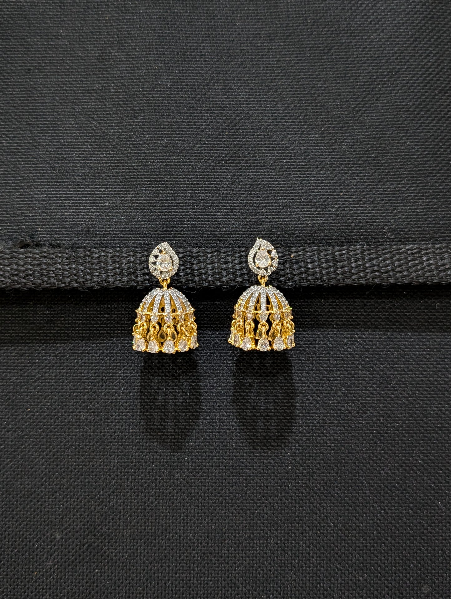 Mango Stud Shiny CZ Jhumka Earrings