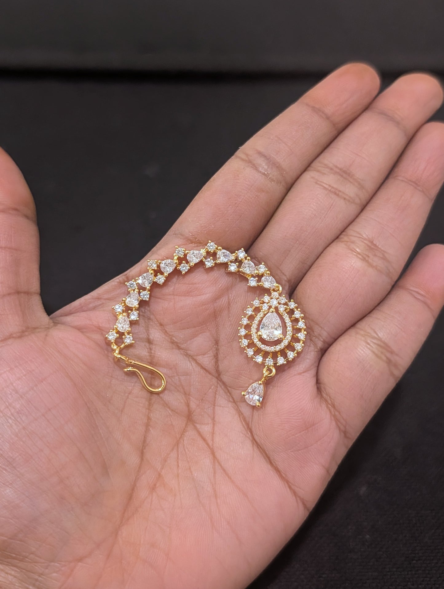 One gram gold Teardrop CZ Tikka