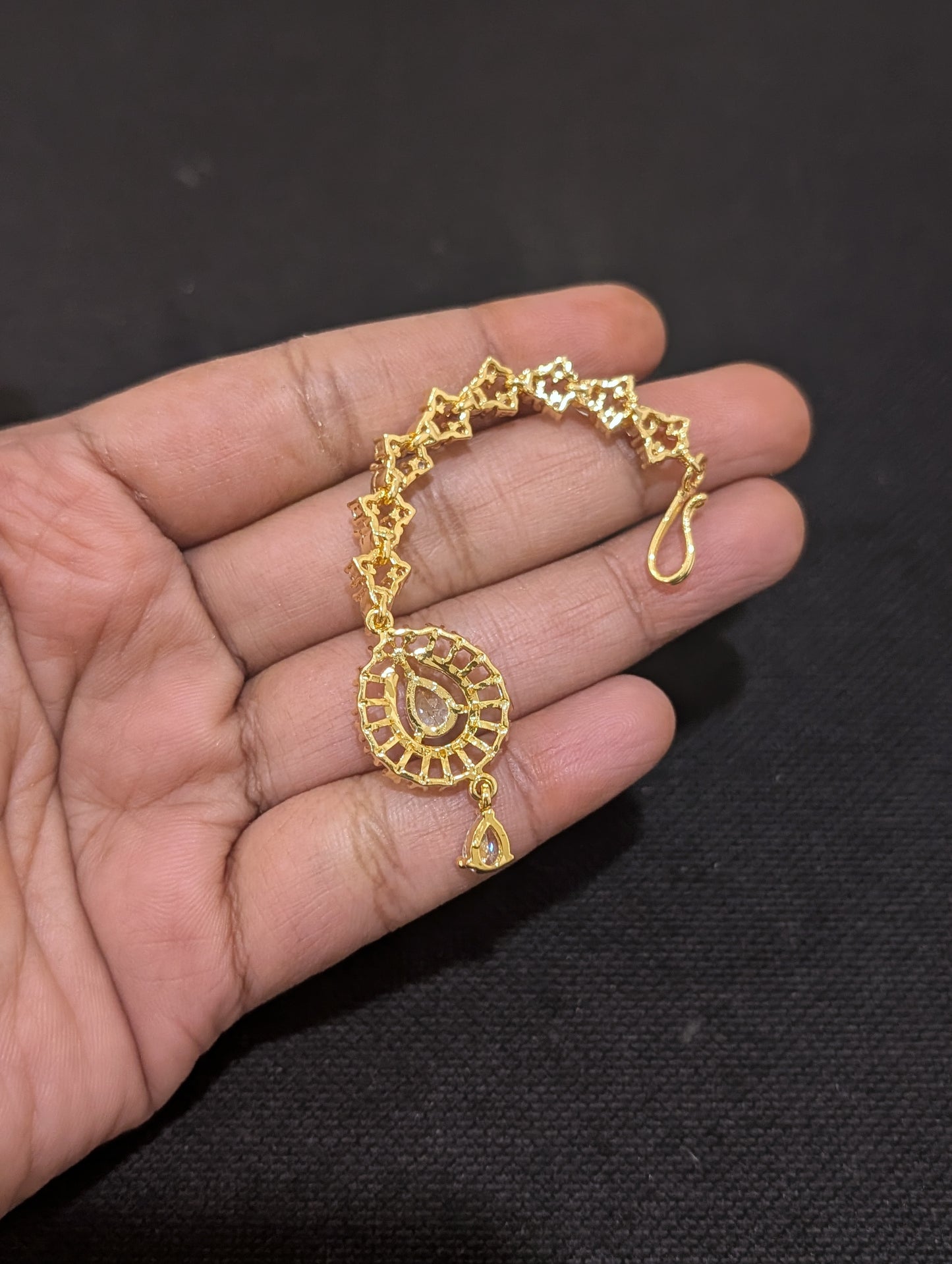 One gram gold Teardrop CZ Tikka