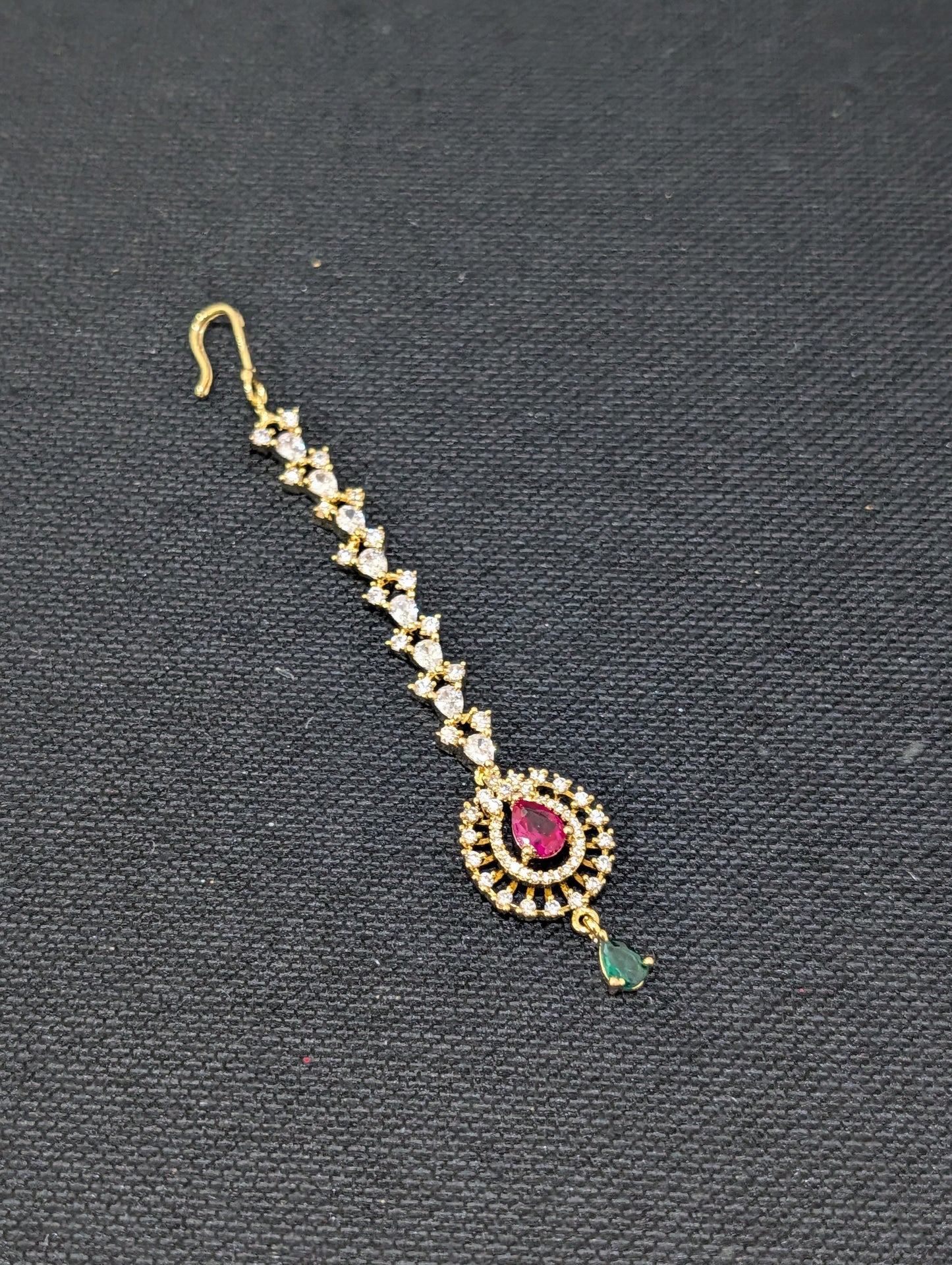 One gram gold Teardrop CZ Tikka