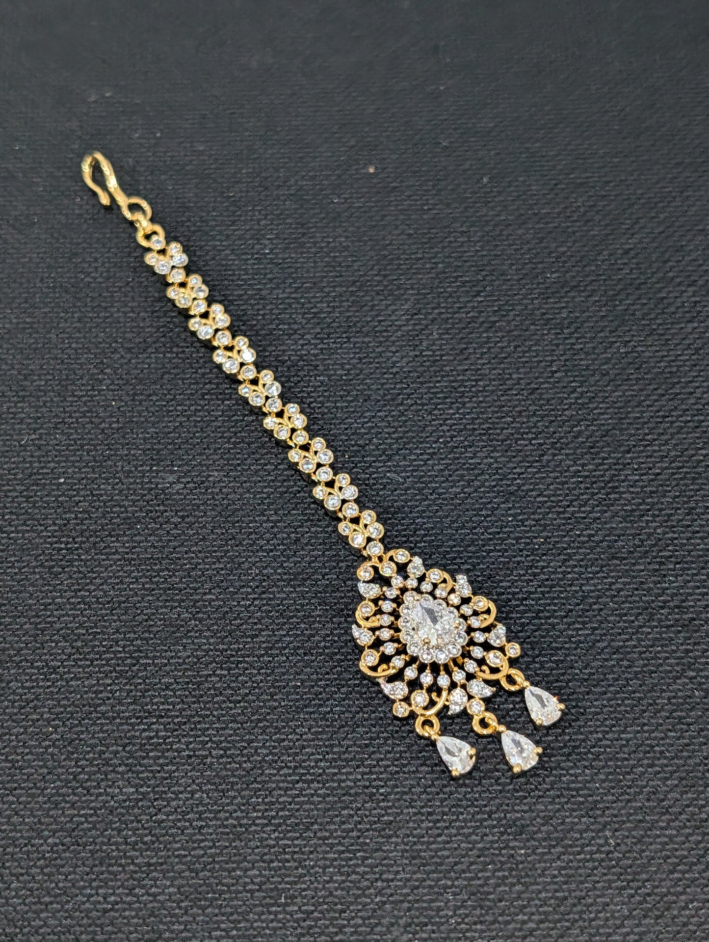 One gram gold plated Teardrop Chandbali Maang Tikka