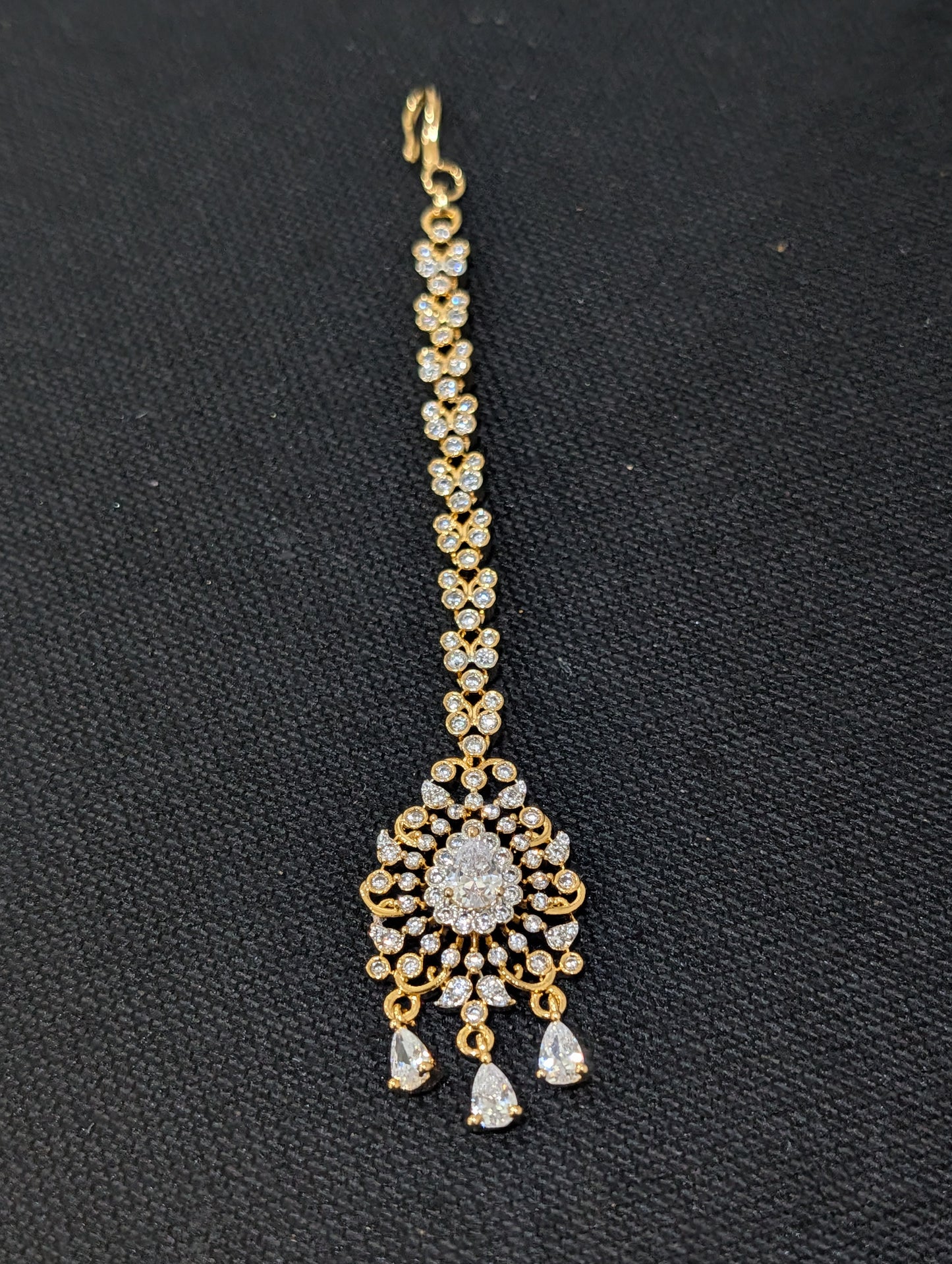 One gram gold plated Teardrop Chandbali Maang Tikka