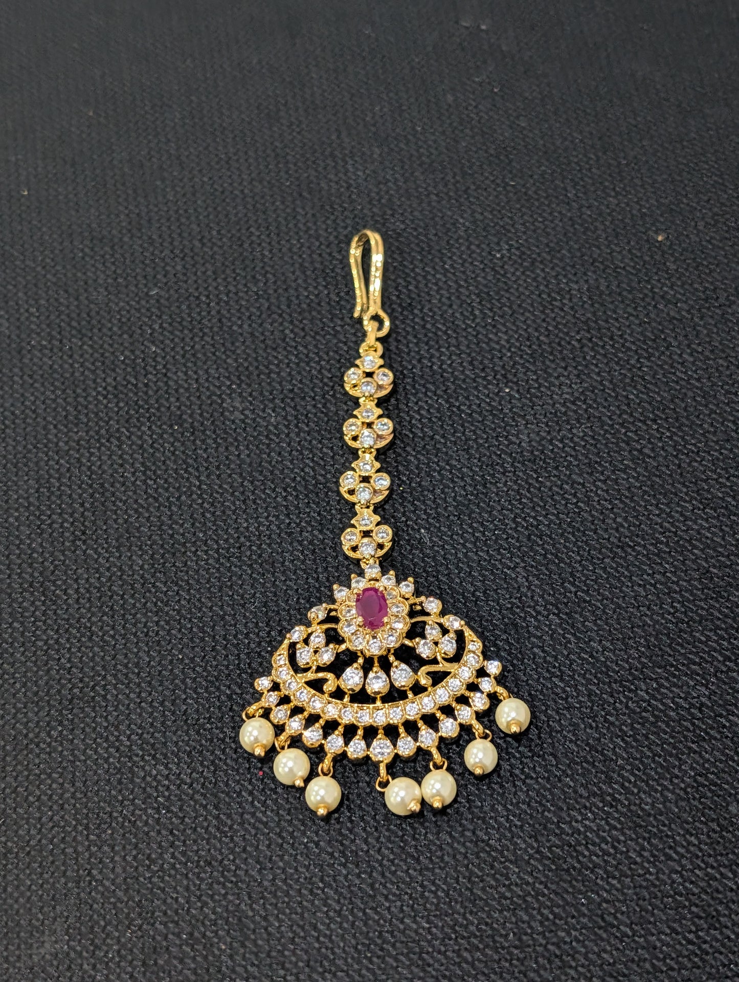 One gram gold Chandbali CZ Tikka