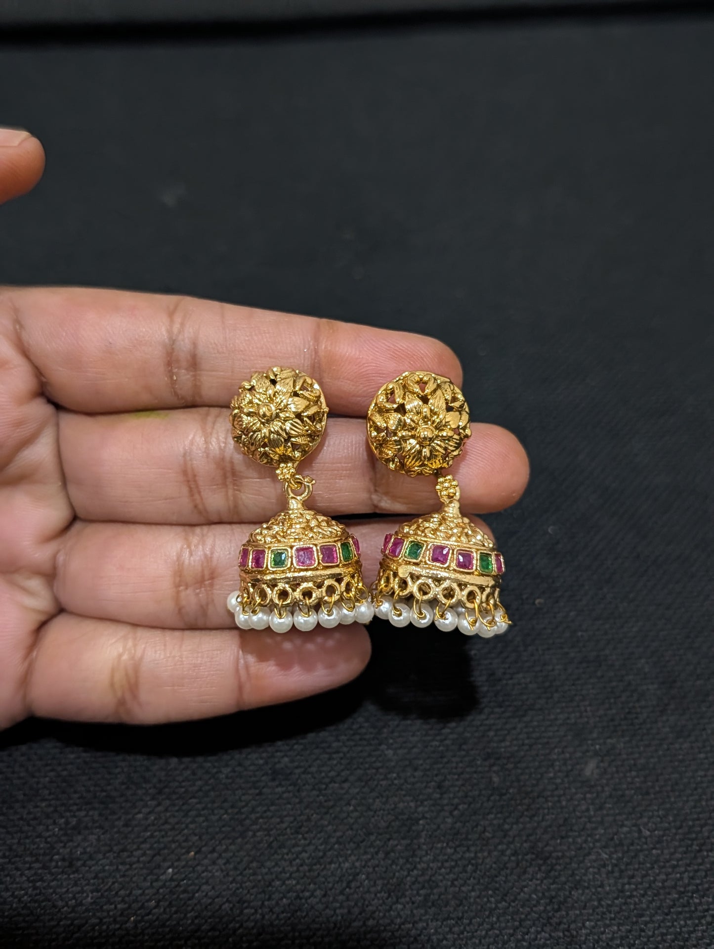 Pearl cluster bead Ball Chain and Earrings set