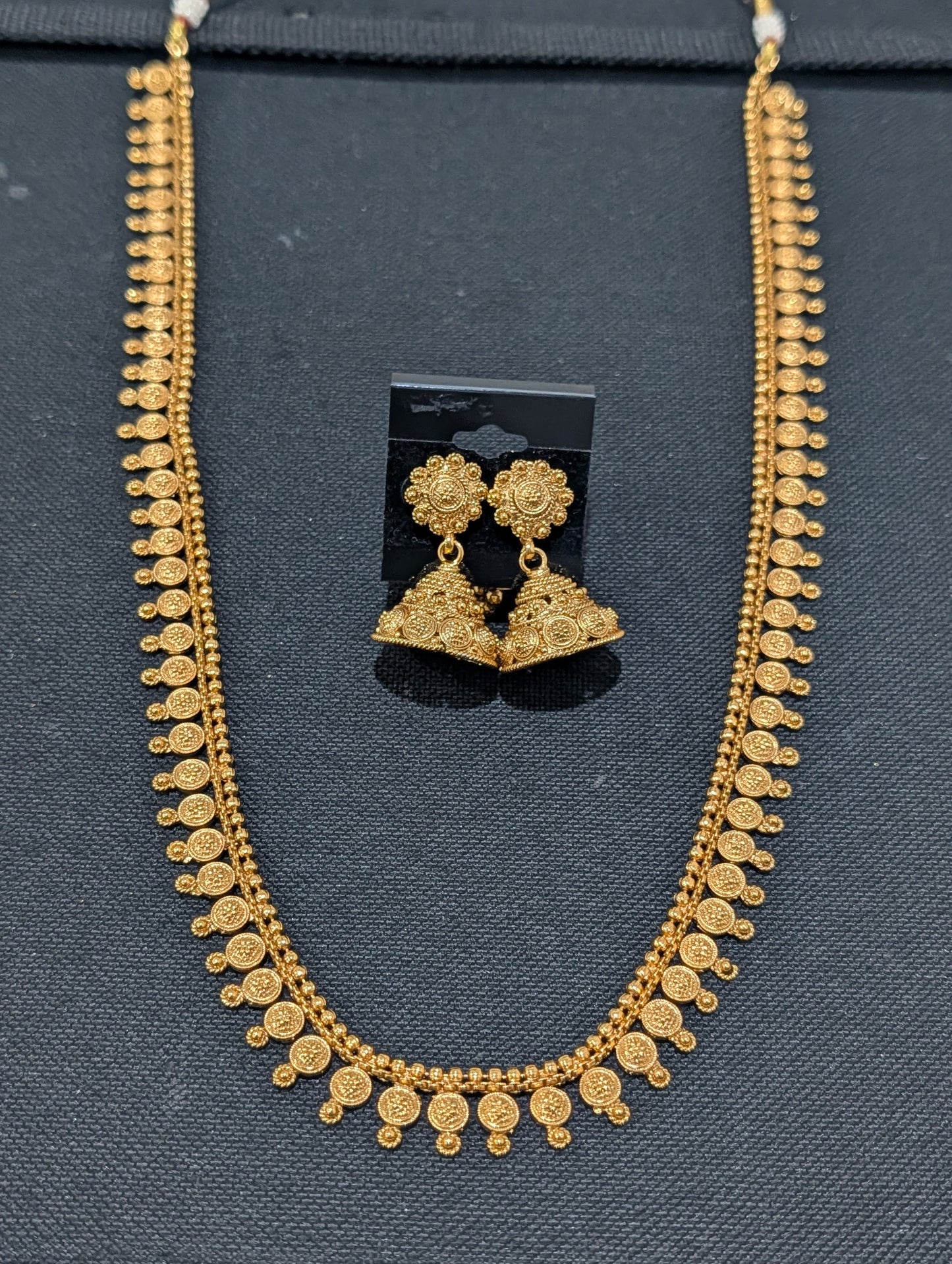 Round charm Long Haram Gold plated Necklace set