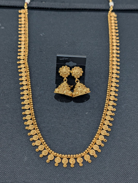 Round charm Long Haram Gold plated Necklace set