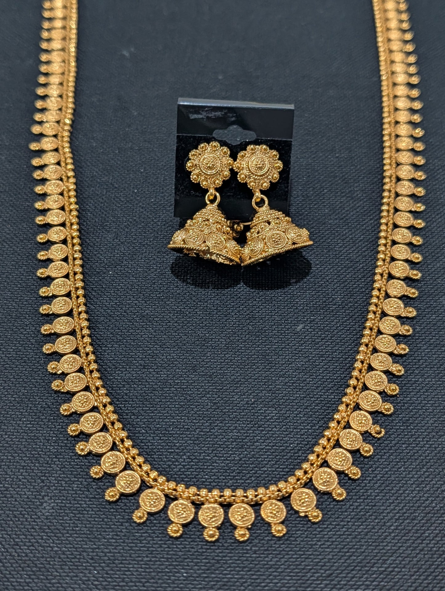 Round charm Long Haram Gold plated Necklace set