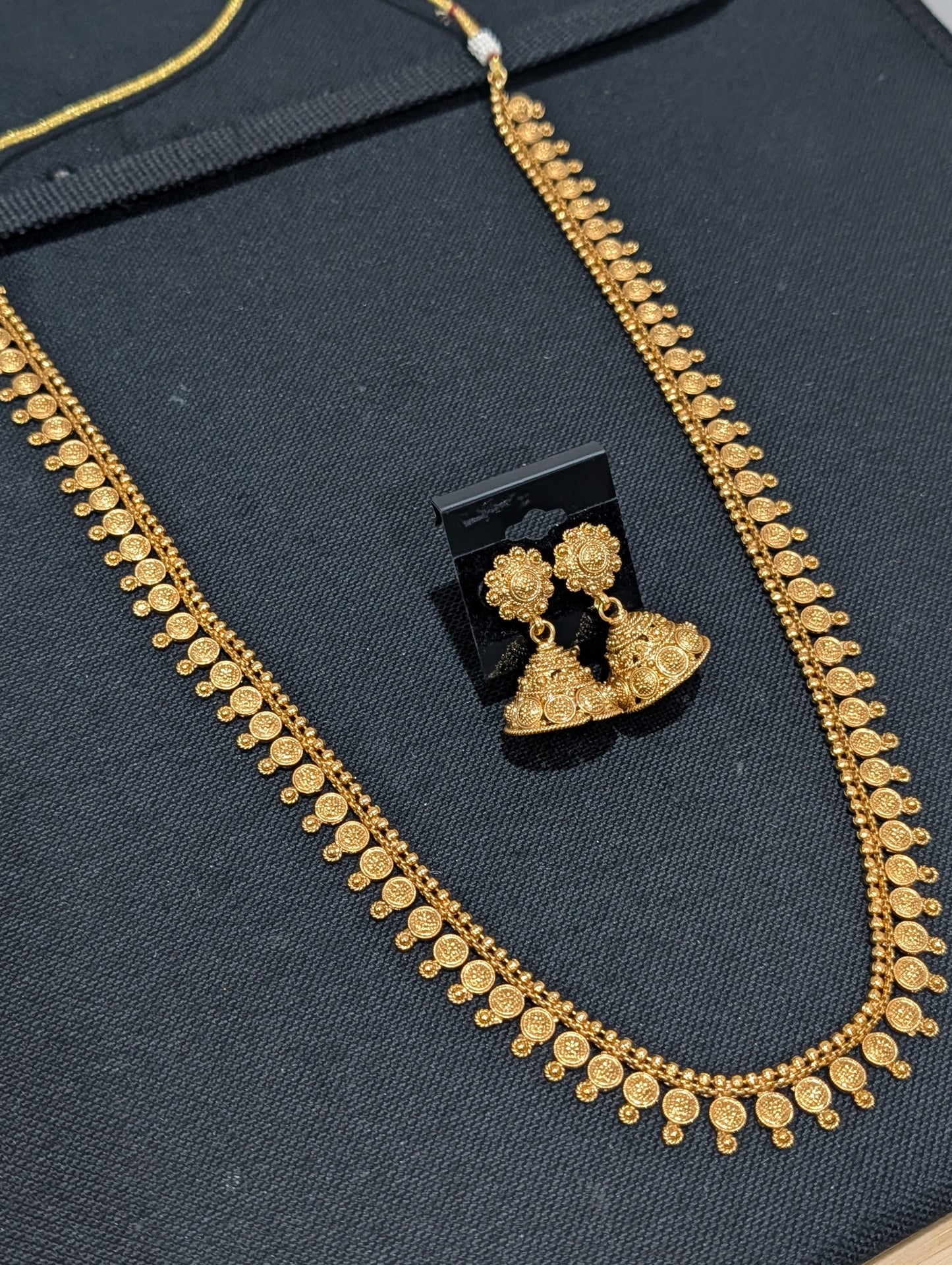 Round charm Long Haram Gold plated Necklace set