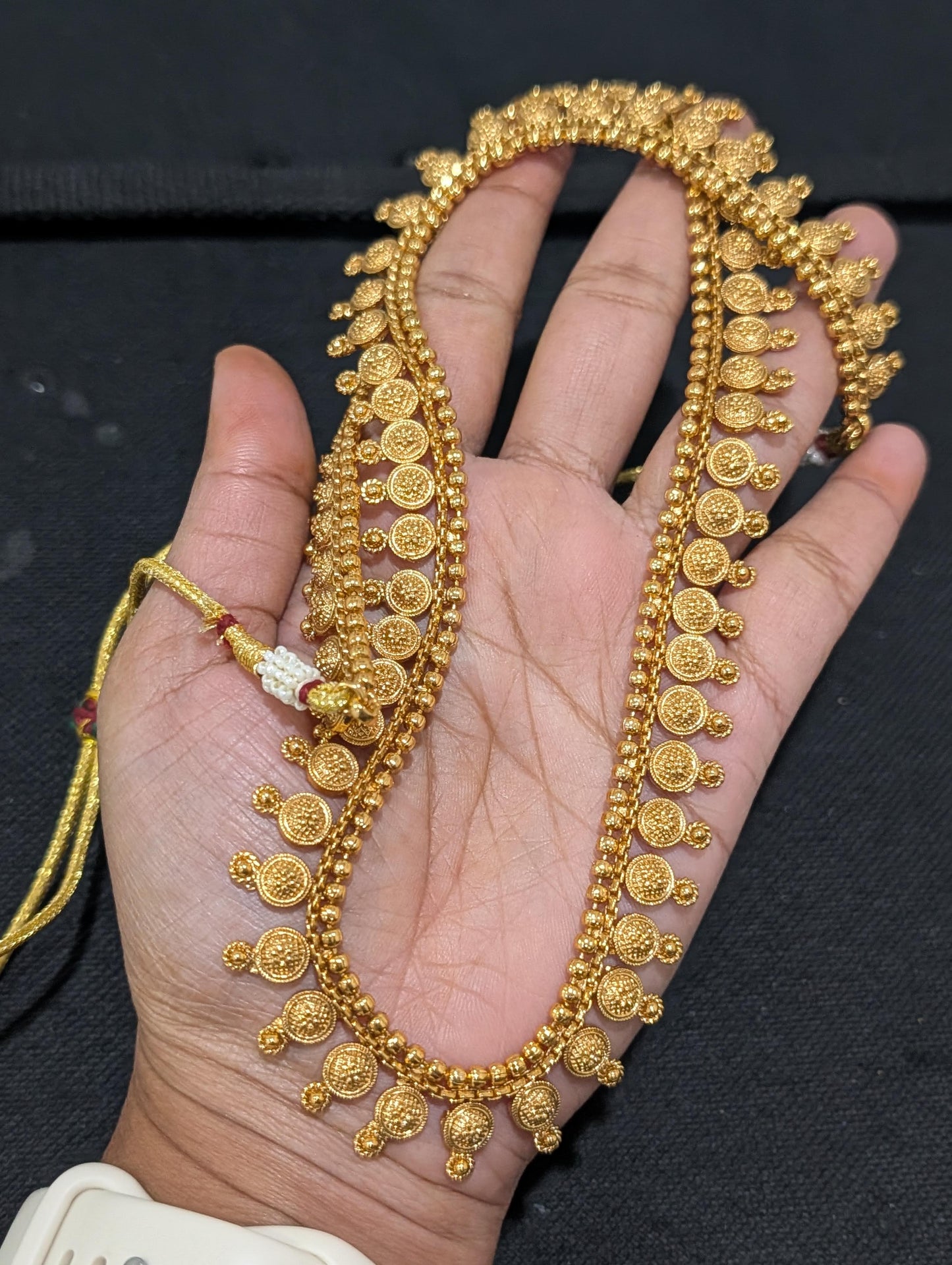 Round charm Long Haram Gold plated Necklace set