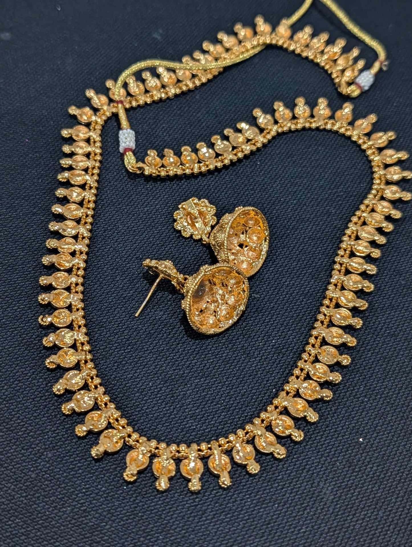 Round charm Long Haram Gold plated Necklace set