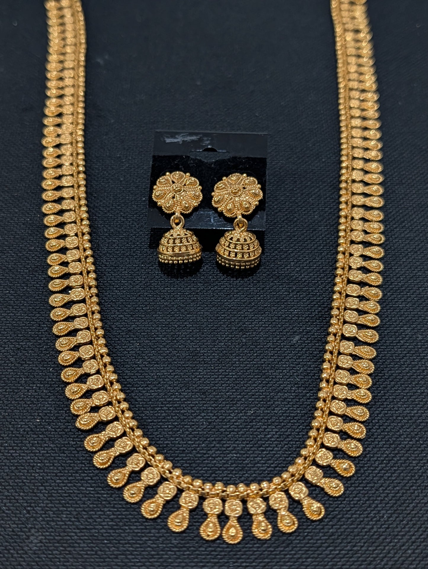 Teardrop charm Long Haram Gold plated Necklace set