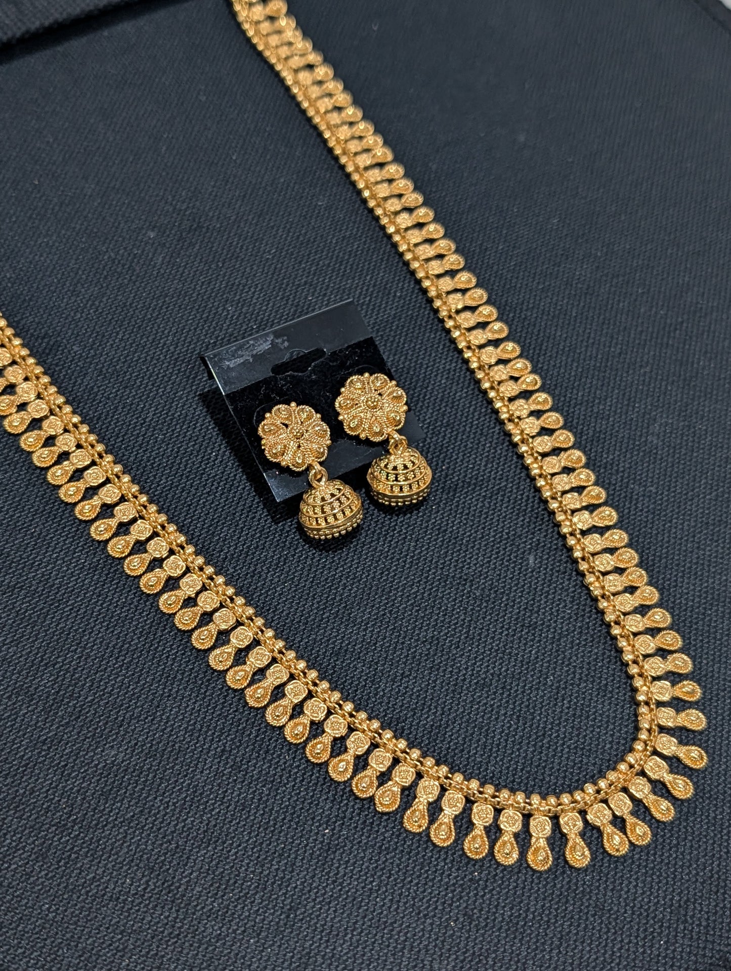 Teardrop charm Long Haram Gold plated Necklace set