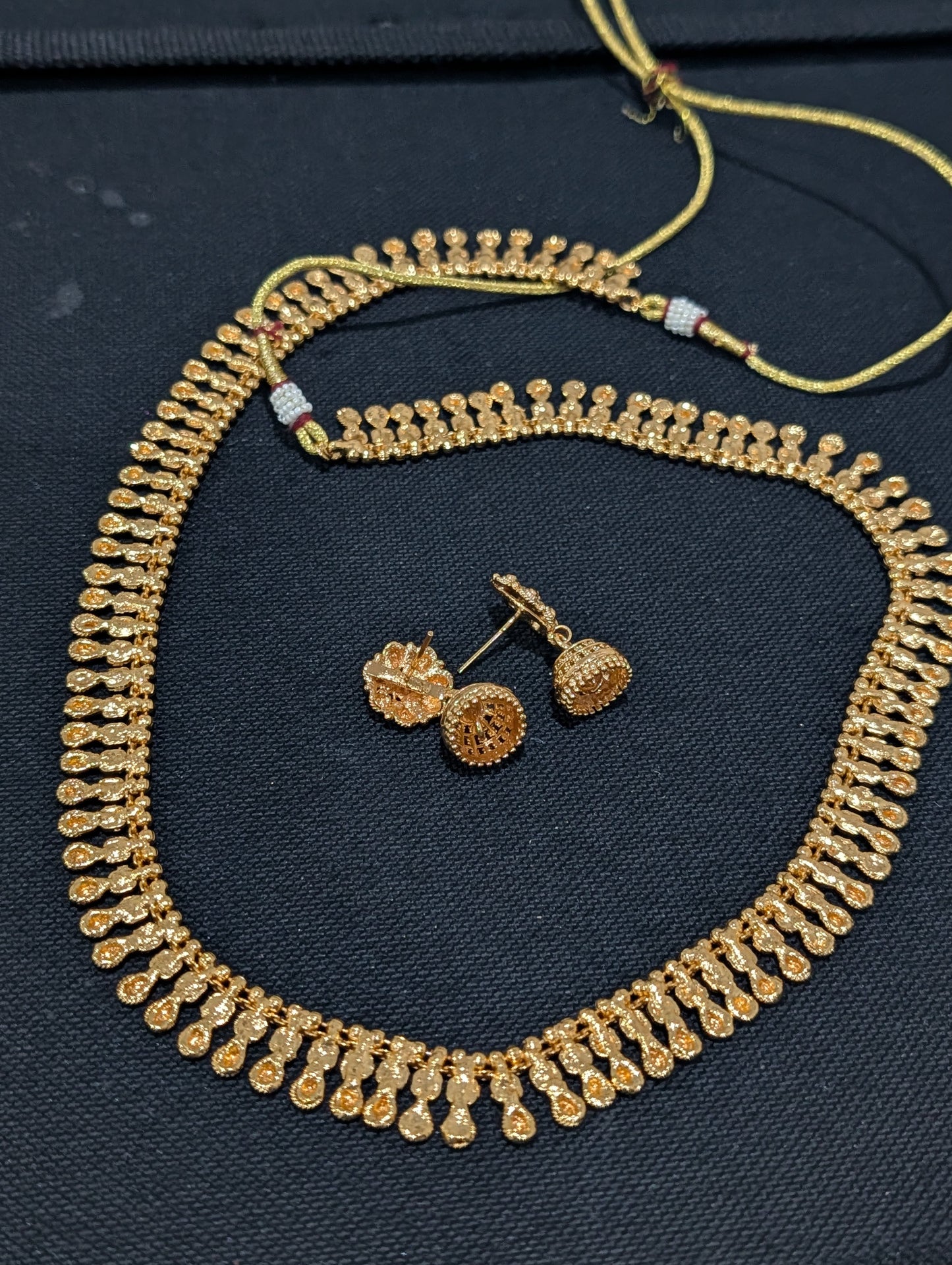 Teardrop charm Long Haram Gold plated Necklace set