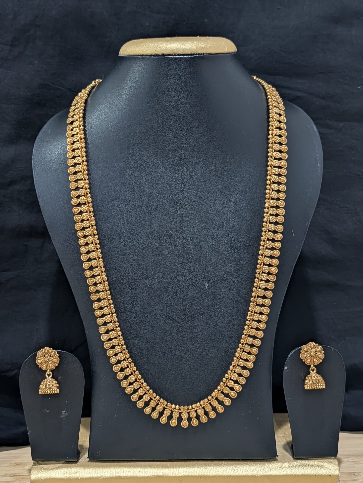 Teardrop charm Long Haram Gold plated Necklace set