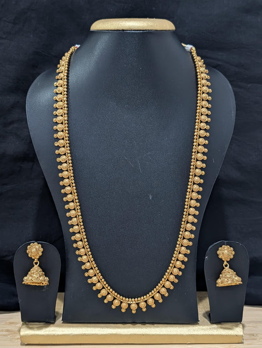 Round charm Long Haram Gold plated Necklace set