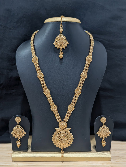 Light Gold plated Long Haram Necklace combo set