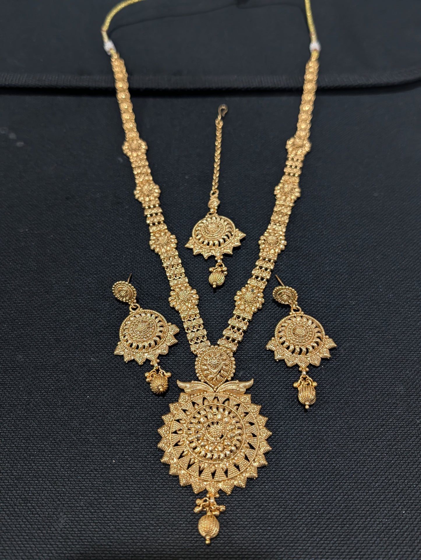 Light Gold plated Long Haram Necklace combo set