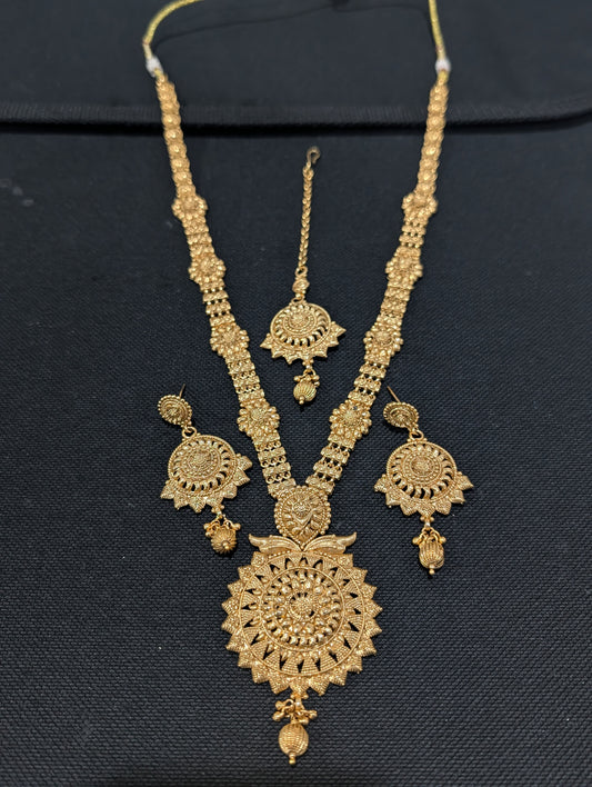 Light Gold plated Long Haram Necklace combo set