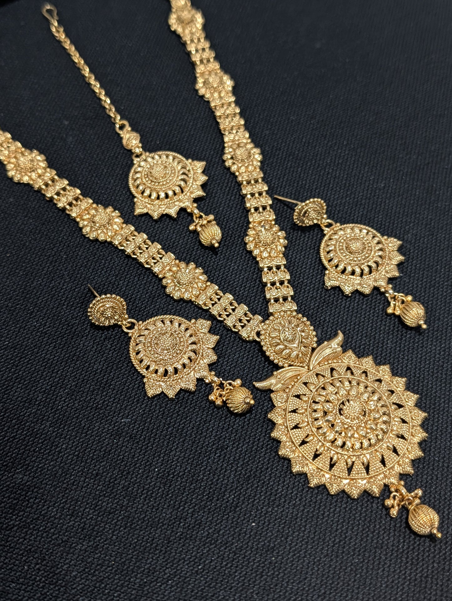 Light Gold plated Long Haram Necklace combo set