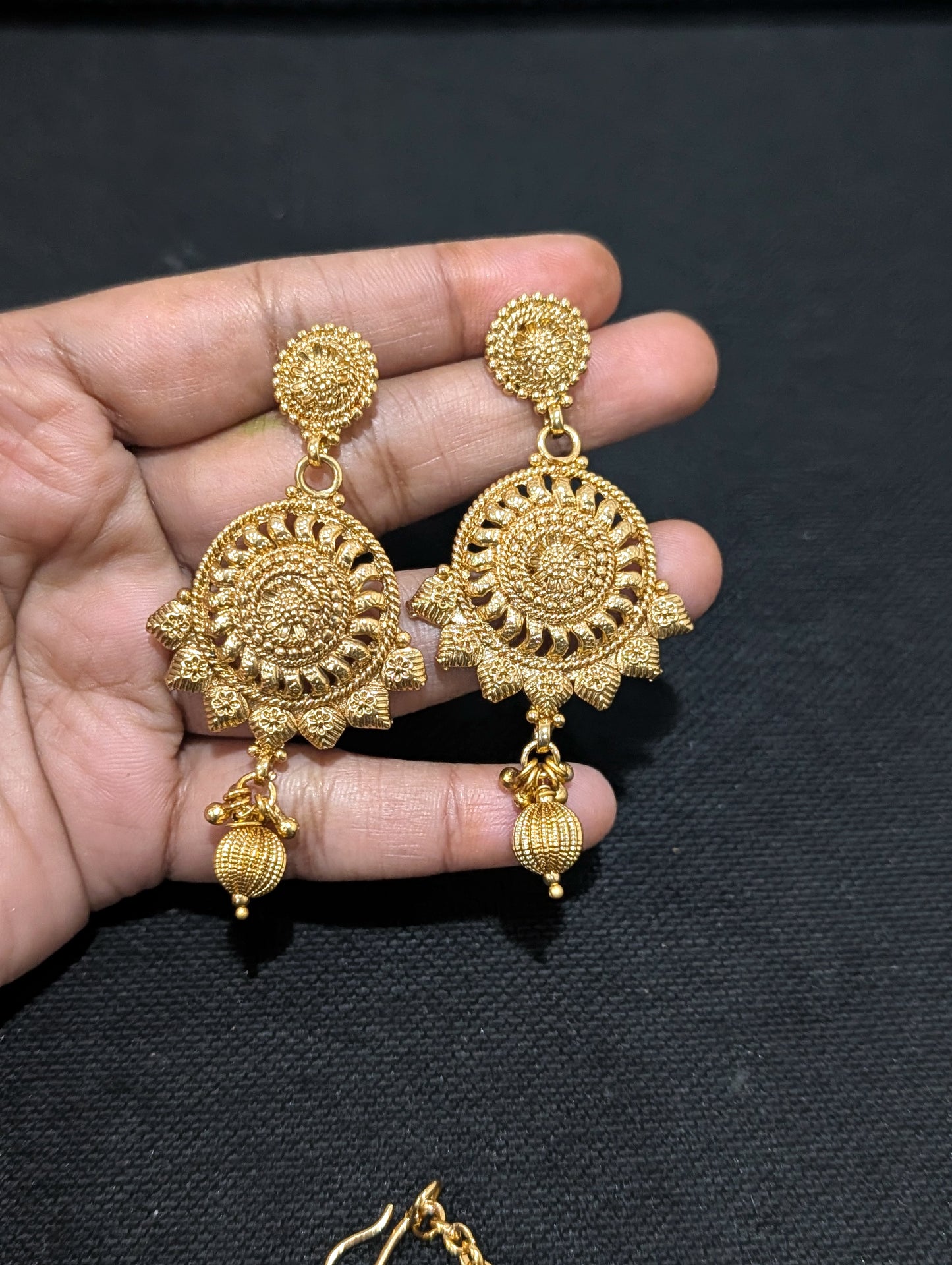 Light Gold plated Long Haram Necklace combo set