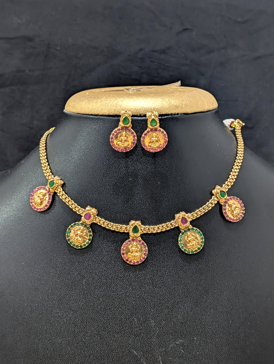 Goddess Lakshmi CZ Choker Necklace set