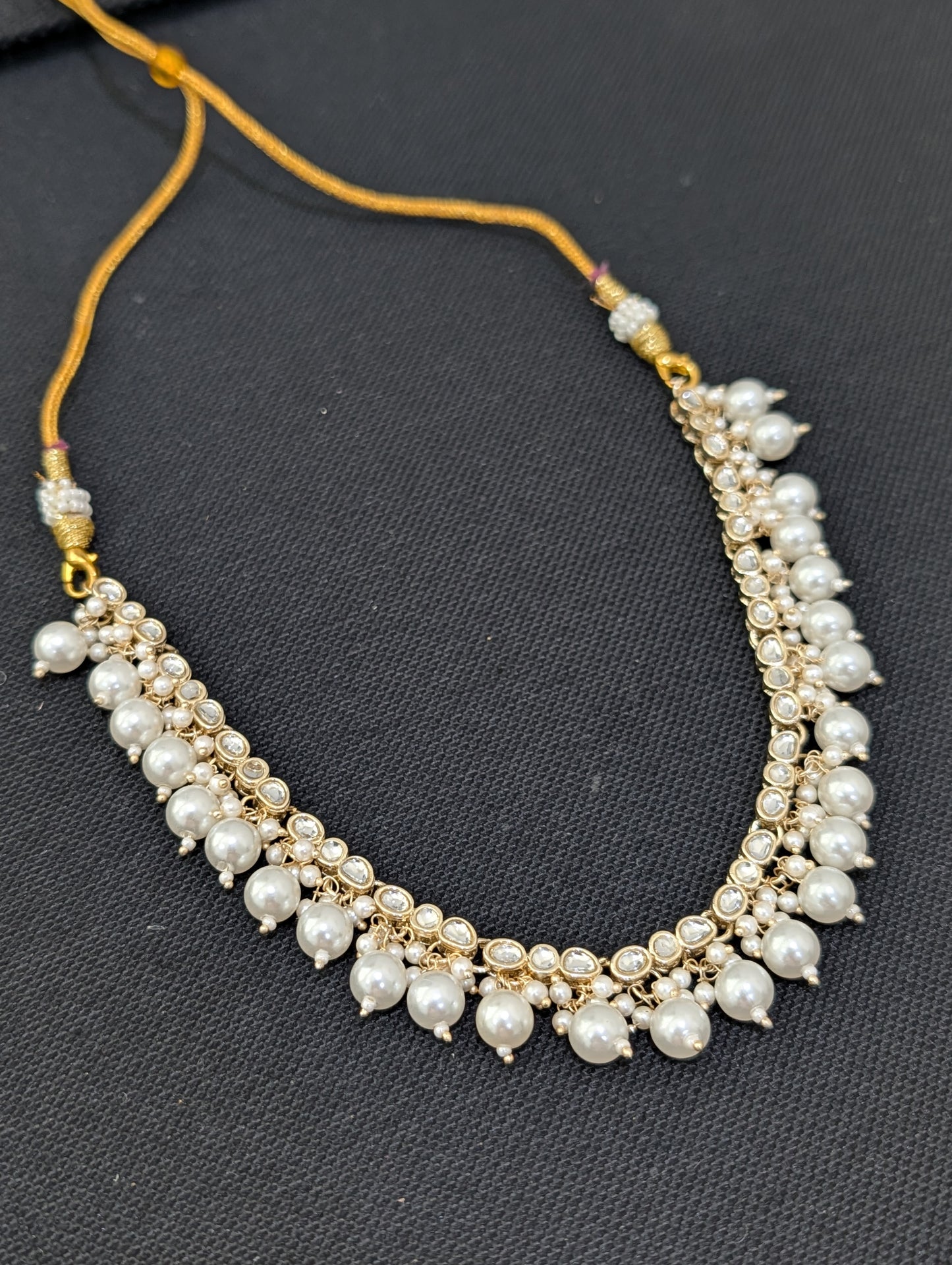 Glass kundan Pearl Choker Necklace