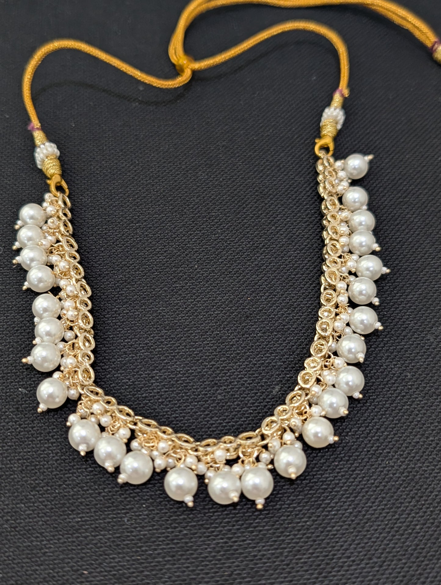 Glass kundan Pearl Choker Necklace