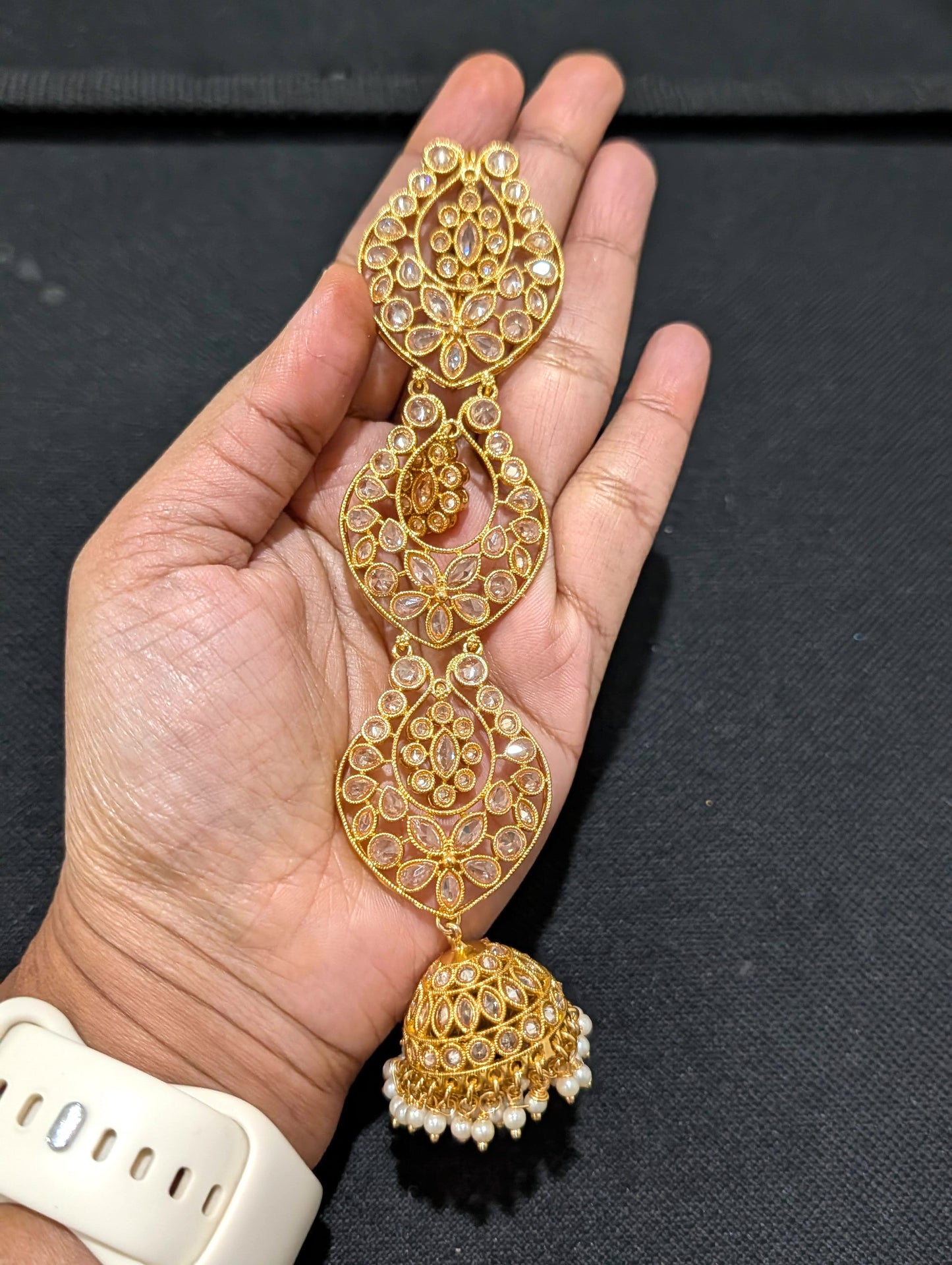 Jhumka dangle Polki stone Hair Accessory for plaits