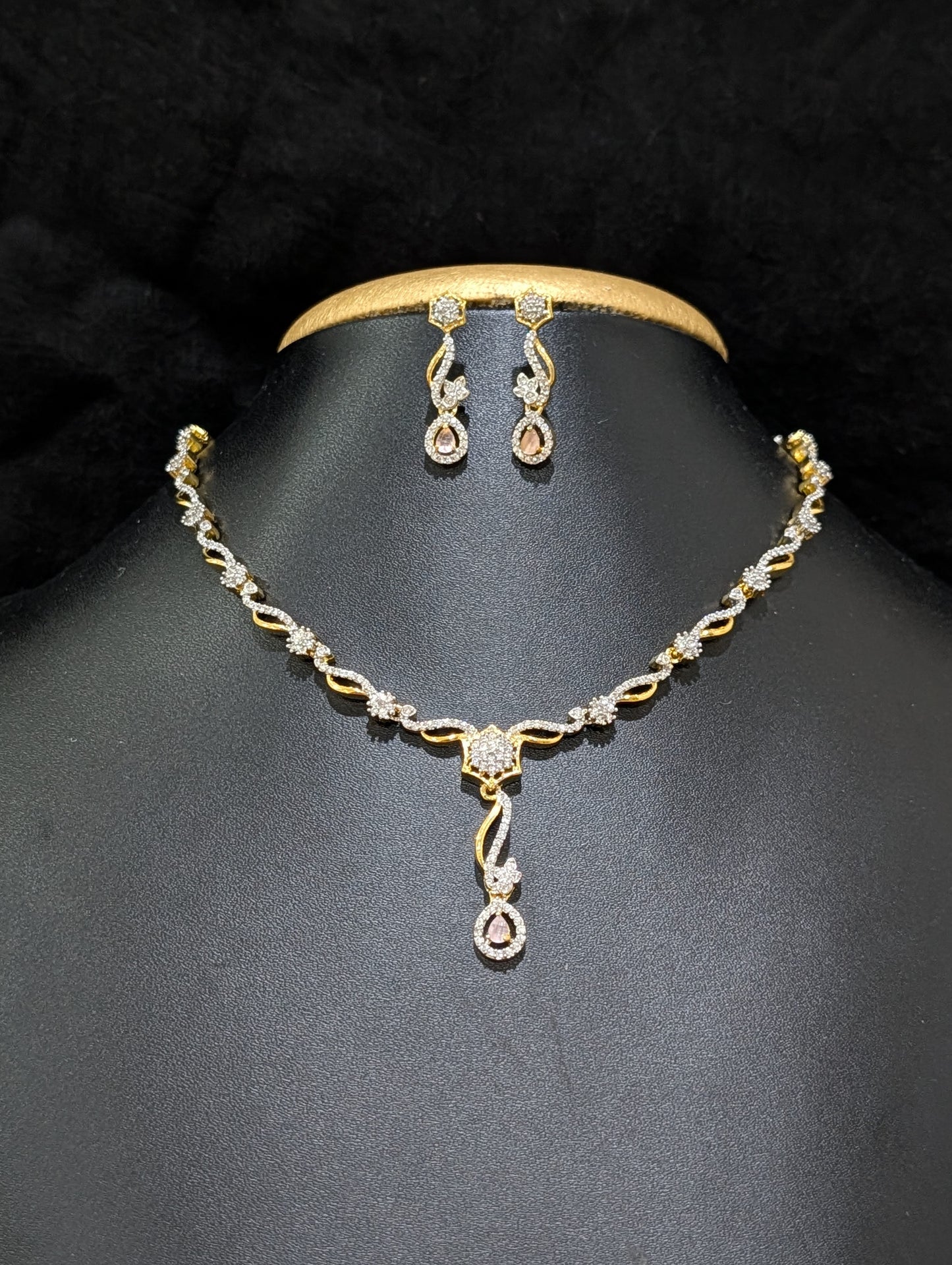 Flower CZ Choker Necklace set - Simpliful