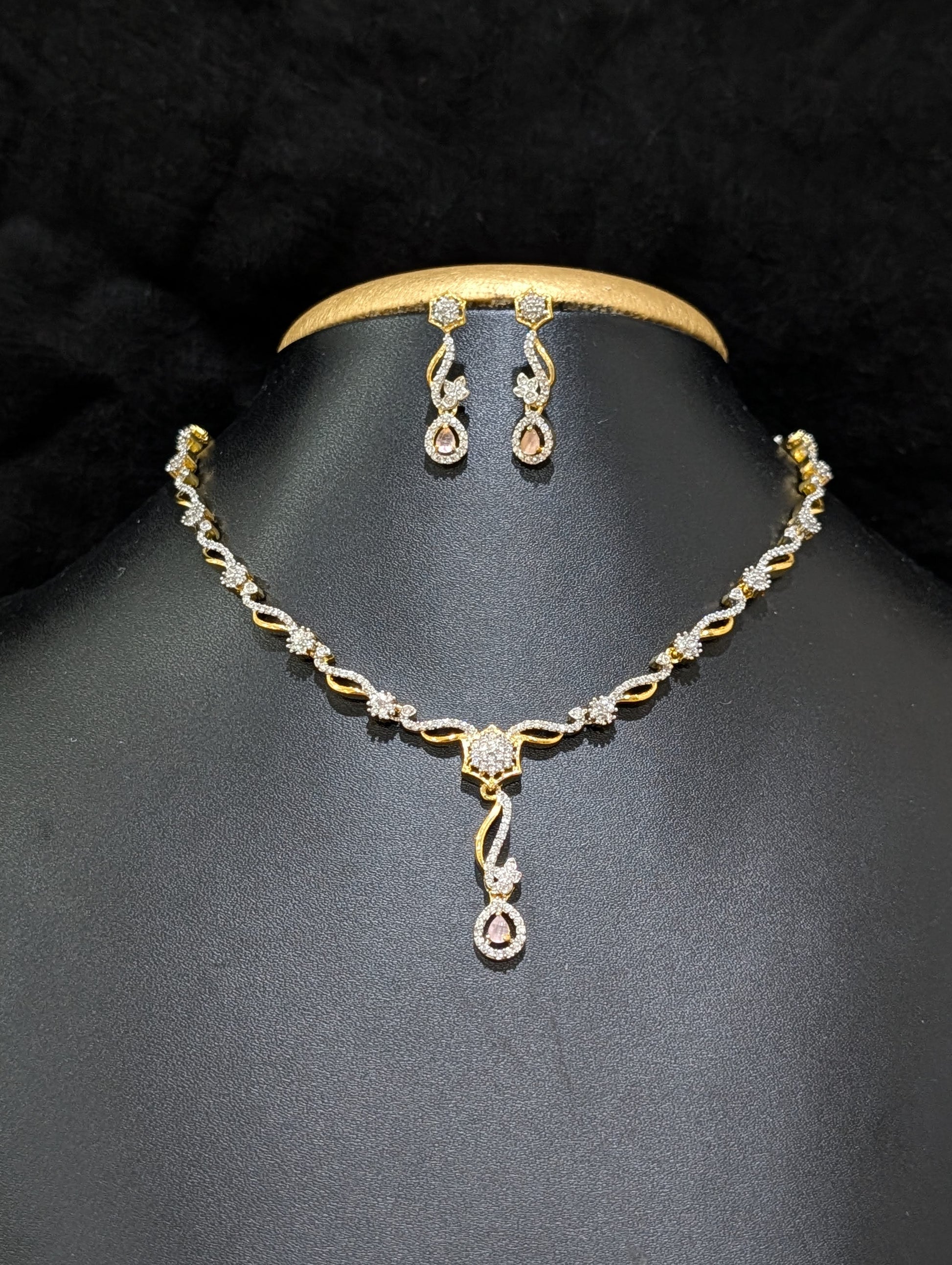 Flower CZ Choker Necklace set - Simpliful