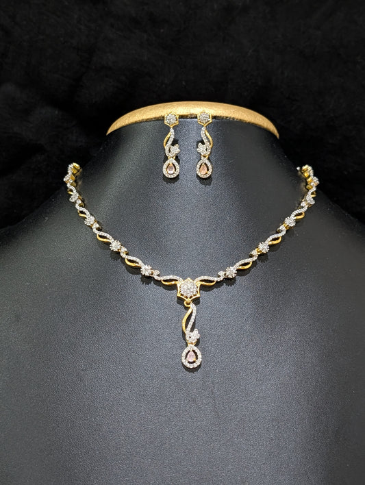 Flower CZ Choker Necklace set - Simpliful