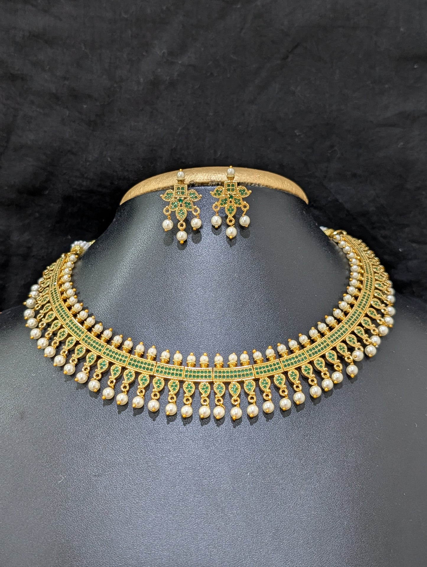 Traditional Mango design CZ Necklace and Earrings set