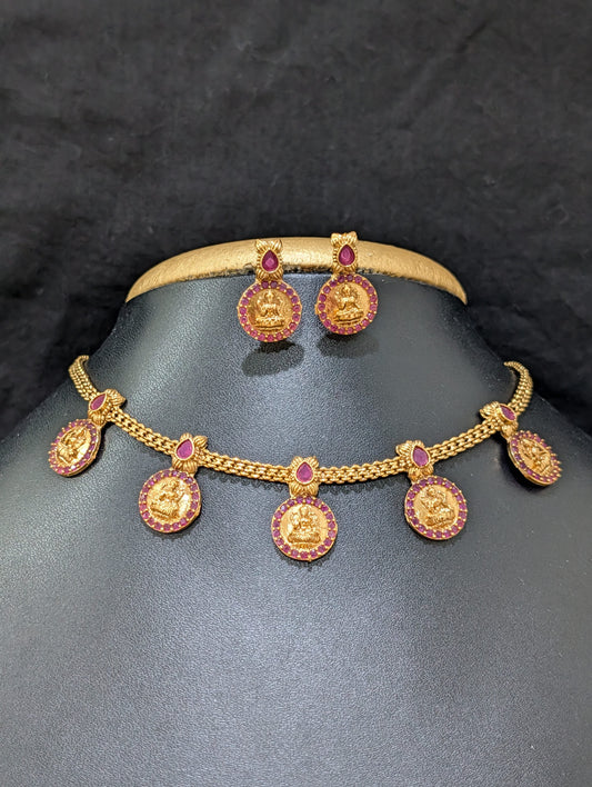Goddess Lakshmi CZ Choker Necklace set