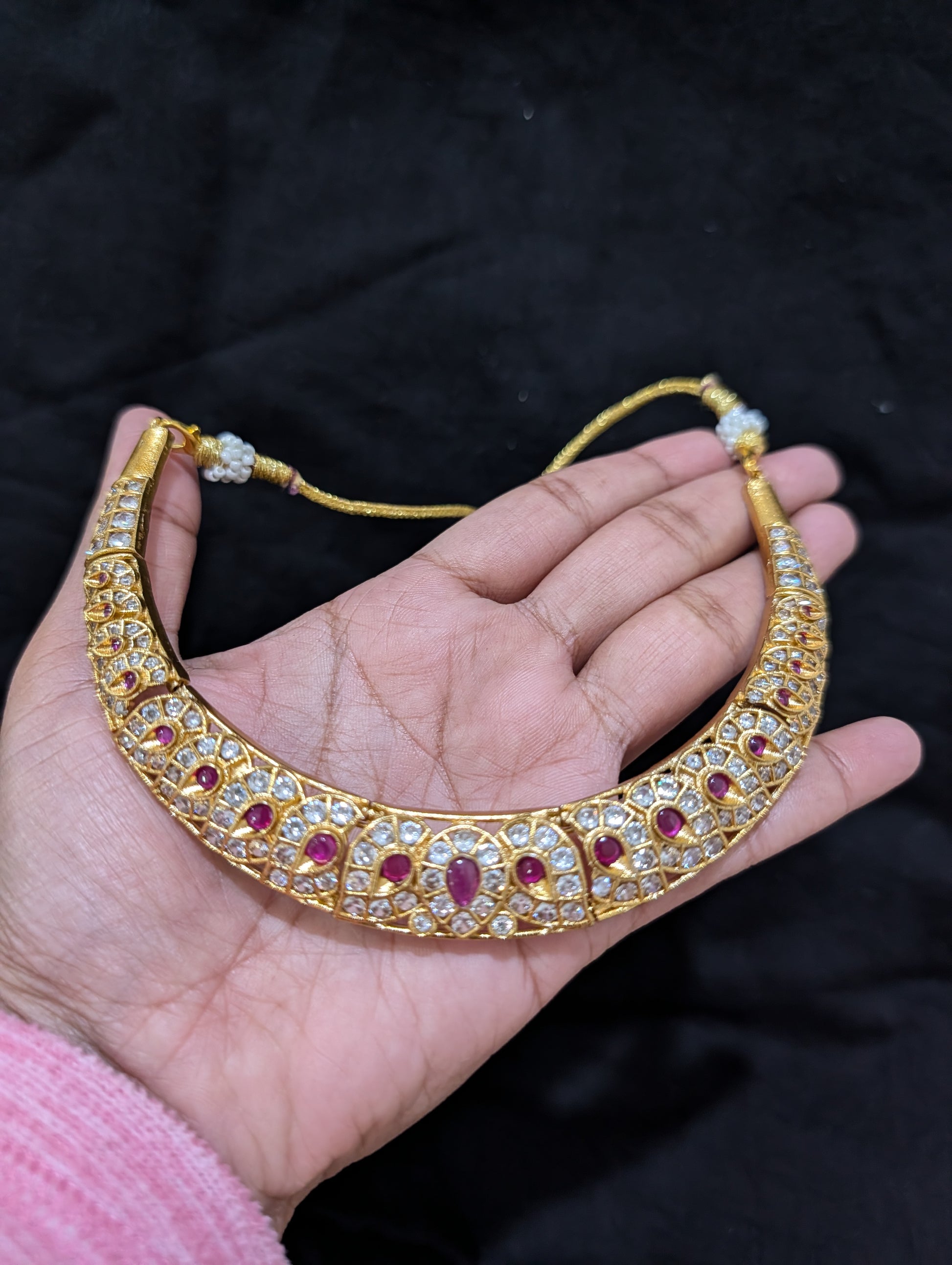 Hasli Choker Necklace Jhumka Earrings Set - Simpliful
