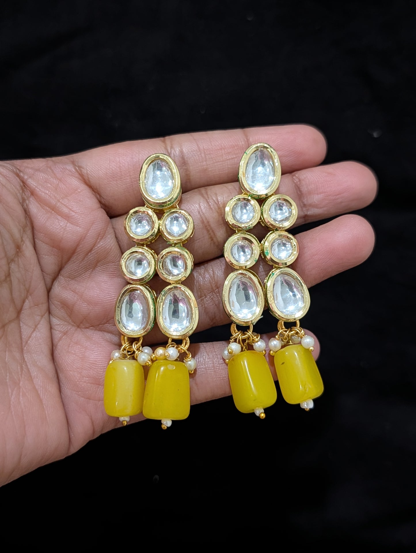 Bold bead dangle Grand Kundan Choker Set - Simpliful