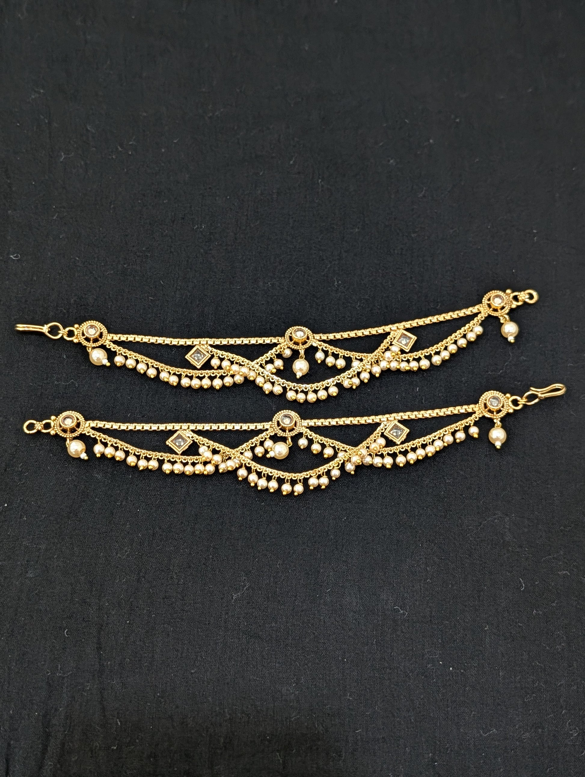 Dual layer link chain Polki Earrings chain / Maatal / Kaan Chain - Simpliful