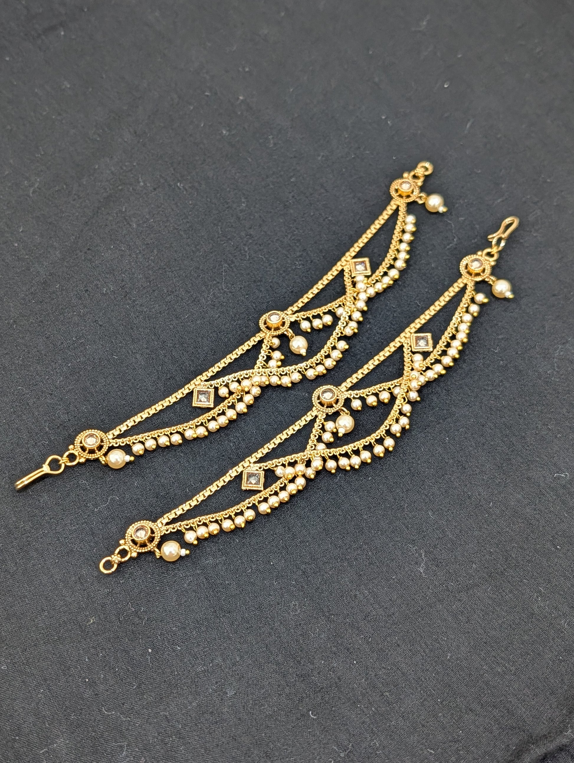 Dual layer link chain Polki Earrings chain / Maatal / Kaan Chain - Simpliful