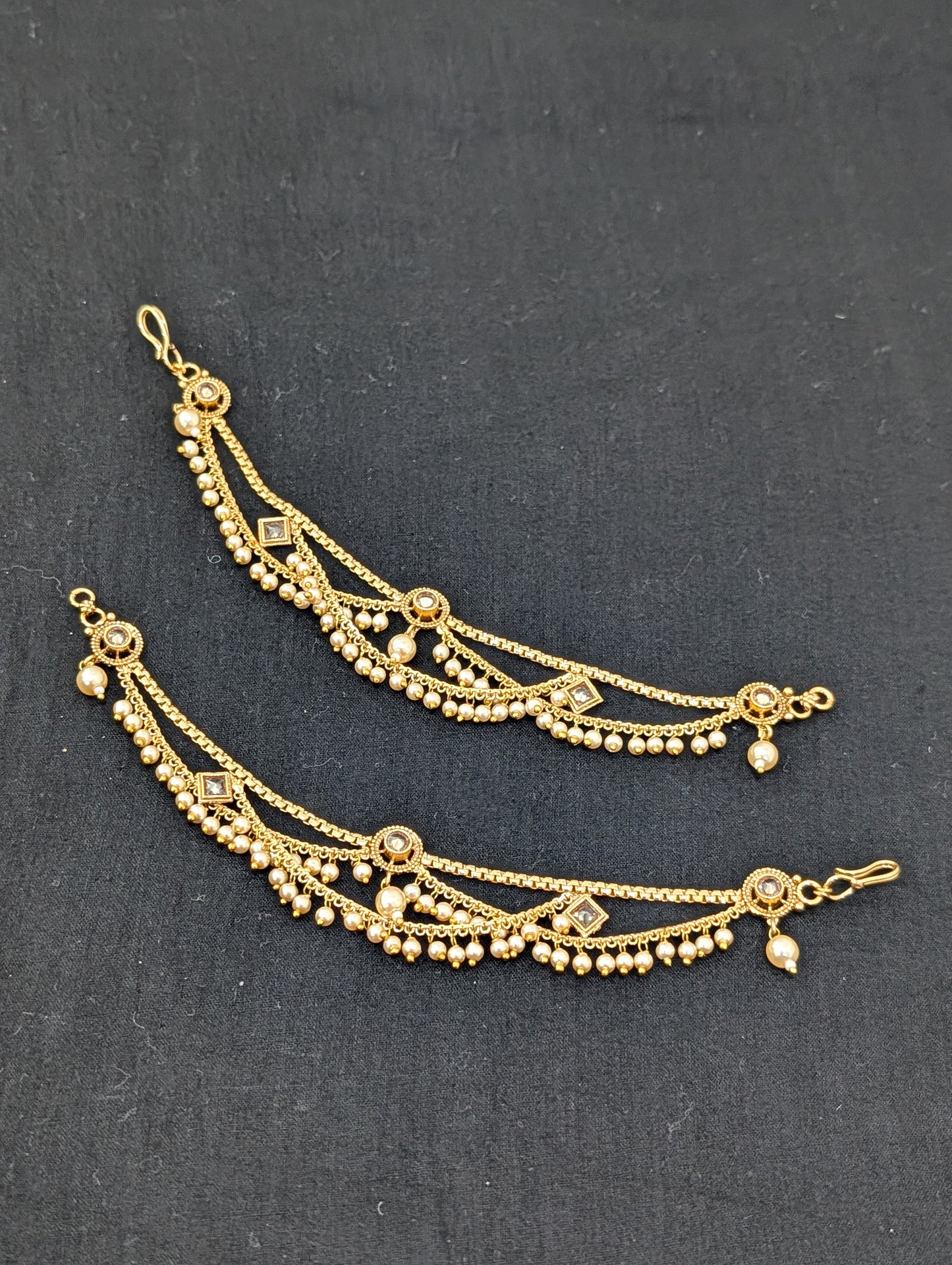 Dual layer link chain Polki Earrings chain / Maatal / Kaan Chain - Simpliful