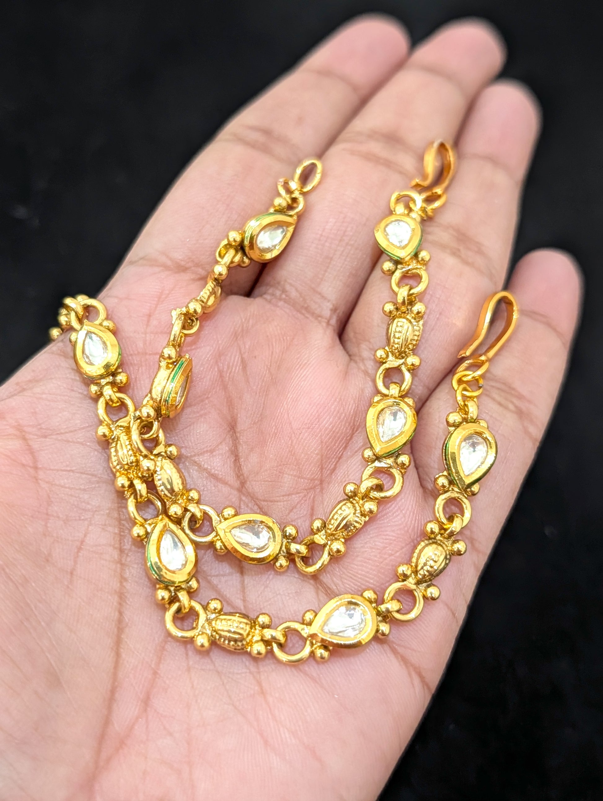Teardrop Kundan Kaan chain - Simpliful