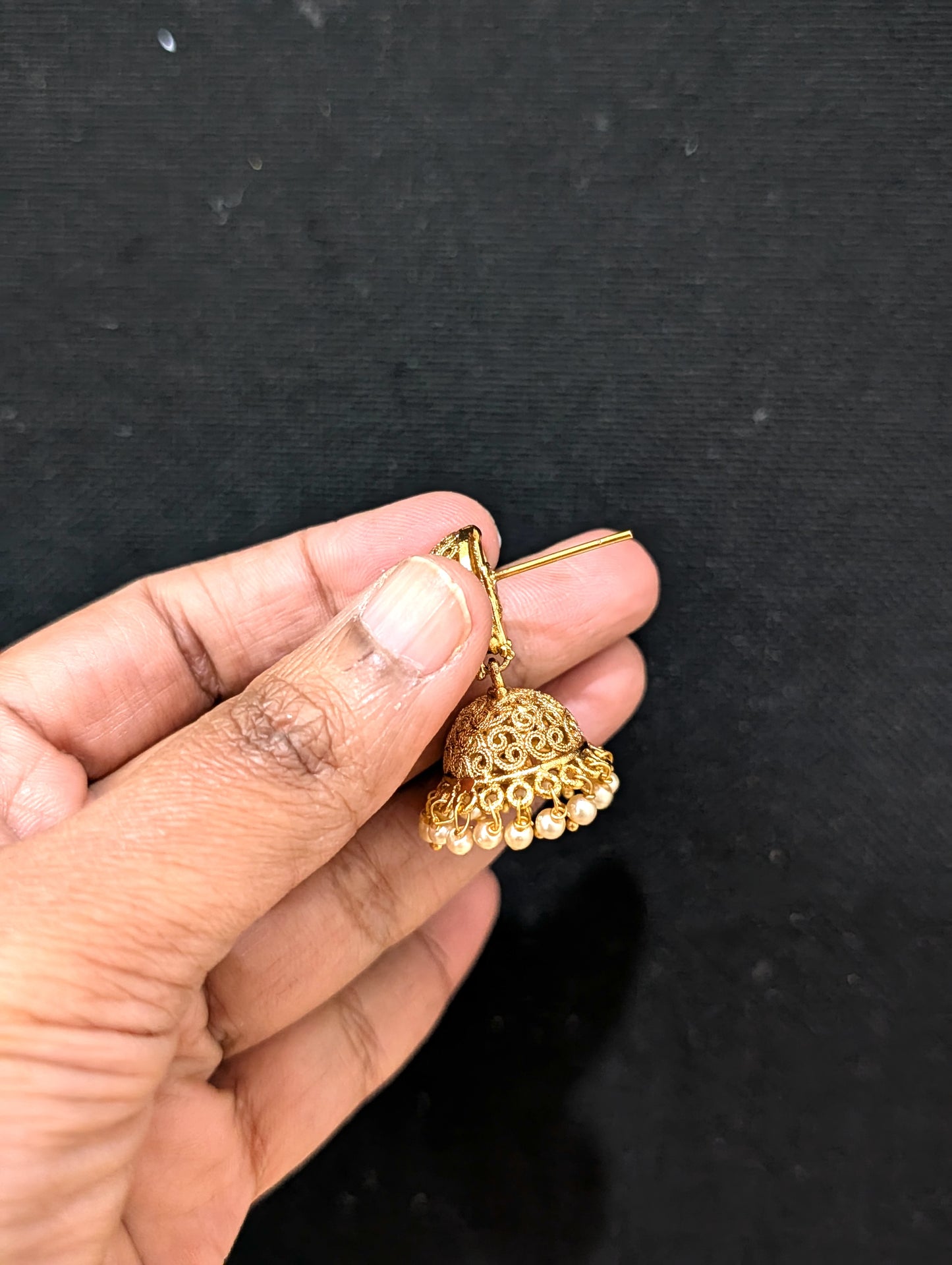Gold plated Filigree Jhumka Earrings - Simpliful