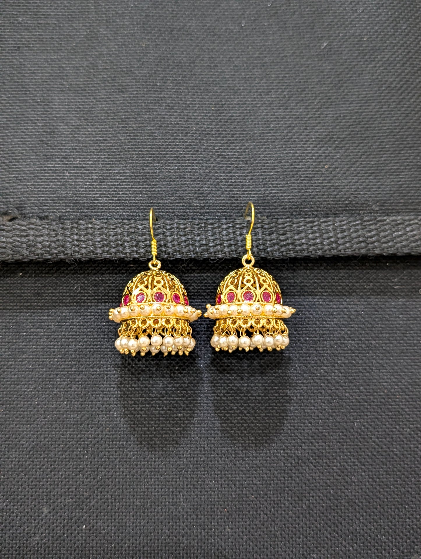 Micro gold plated CZ hook drop Jhumka Earrings - Simpliful
